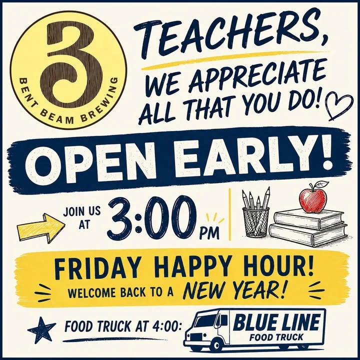 It's Friday!! Opening early and The Blue Line Food Truck will be here at 4:00.