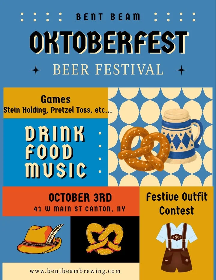 5 days until Oktoberfest at Bent Beam! We will have games like a stein holding…